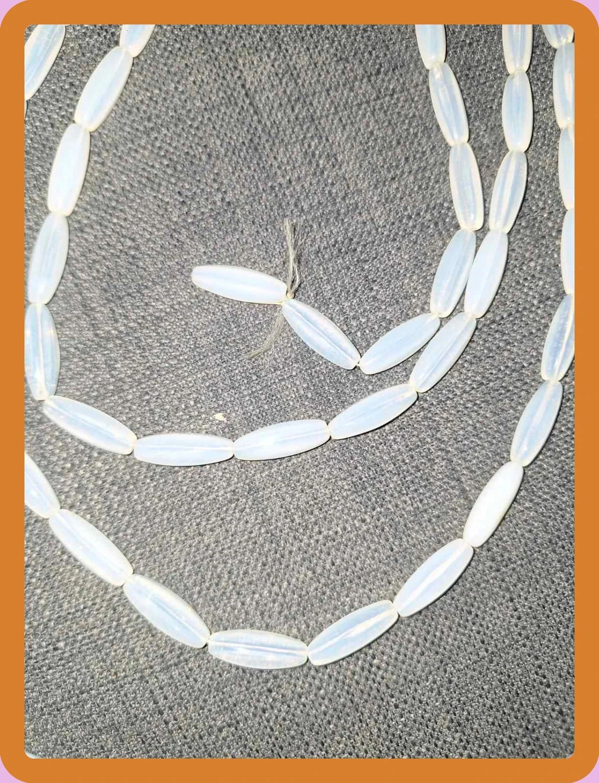 Vintage ketting in opaal / melkwitte maanstenen (extra lang) – photo 2